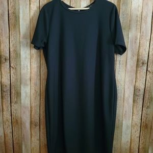 Black Ribbed T-shirt Dress